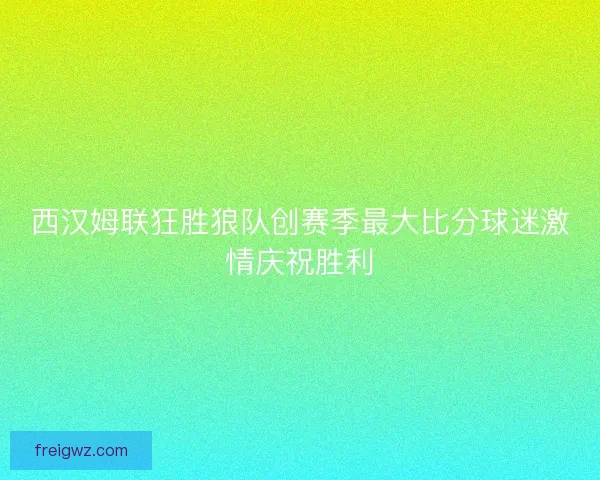 西汉姆联狂胜狼队创赛季最大比分球迷激情庆祝胜利